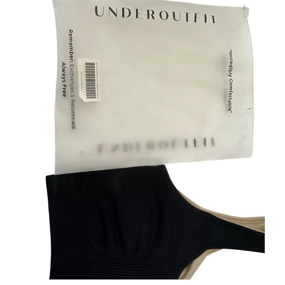 Underoutfit Everyday Comfort Women's Reversible Bralette Sand/Black Size L - Picture 3 of 4
